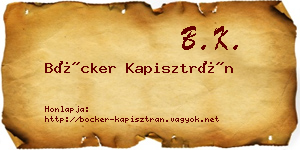 Böcker Kapisztrán névjegykártya